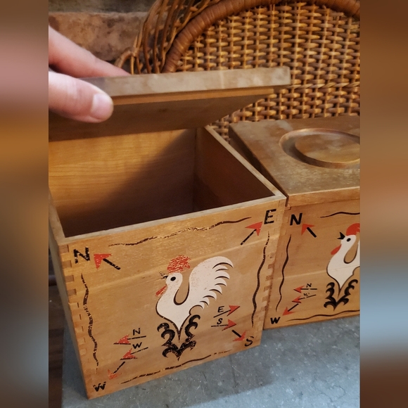 Vintage wooden painted rooster canister  set from Redbird - Picture 2 of 4